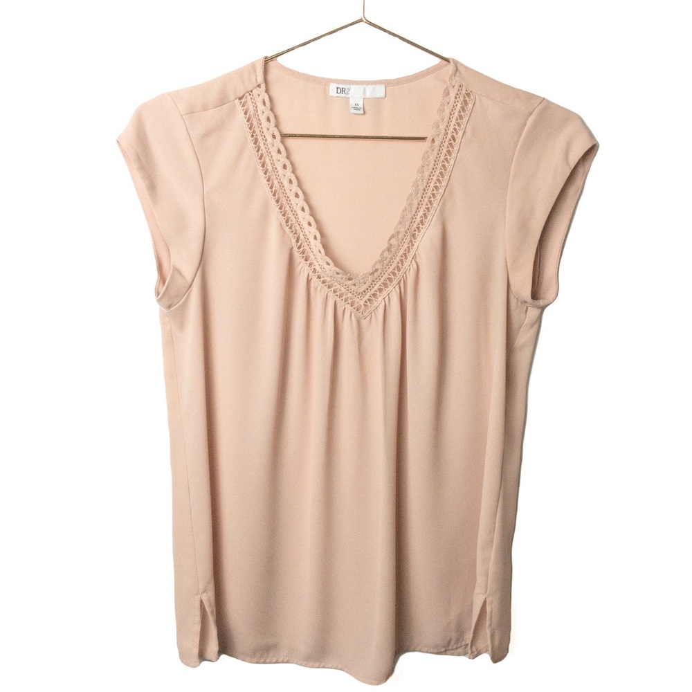 DR2 Embroidered Lace Cap Sleeve Blouse